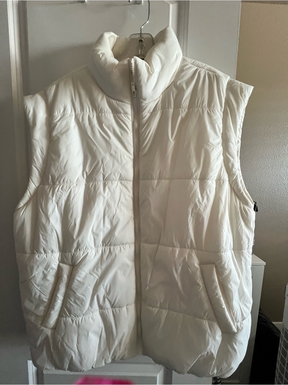 DSG Cream Quilted Puffer Vest with High Collar